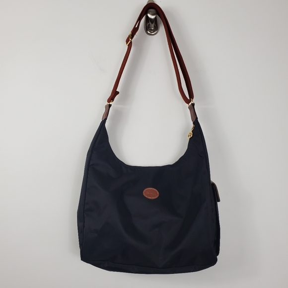 Longchamp Bags Longchamp Le Pliage Hobo Crossbody Black Gold Hardwear Brown Adjustable Strap
